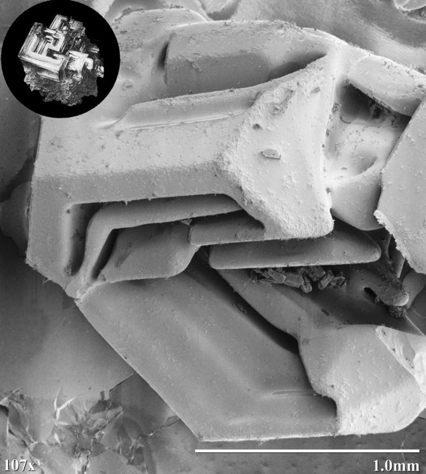 a blocky, irregular cube shaped snowflake called a hoar crystal