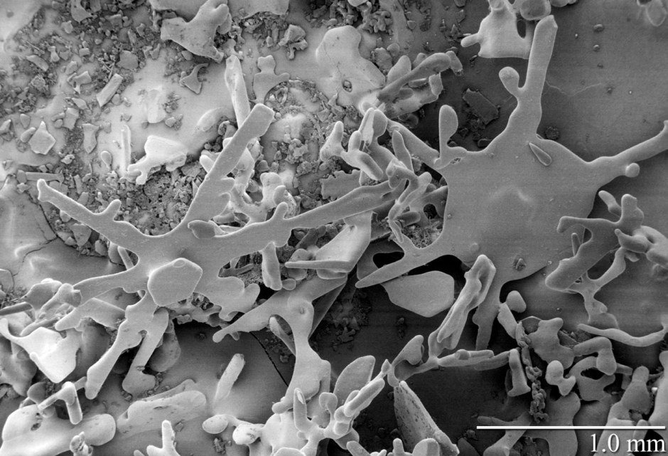 snowflakes from st. louis creek piled haphazardly on top of one another