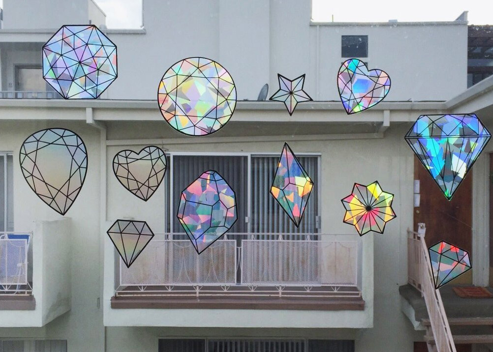 cut gems window clings rainbows shiny